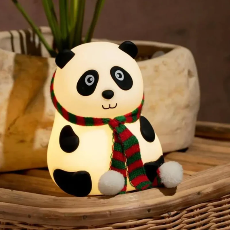 Cute Panda Silicone Night Light – Color Changing LED Tap Control Lamp