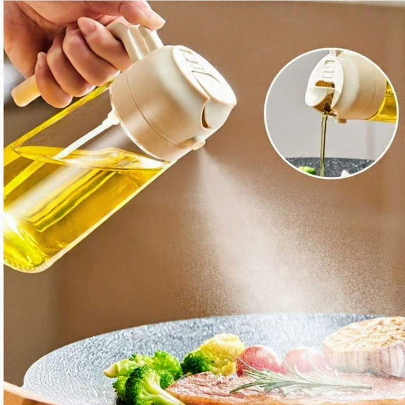 2 in 1 Oil Dispenser Bottle with Spray – Measuring Cooking Oil Sprayer for Kitchen