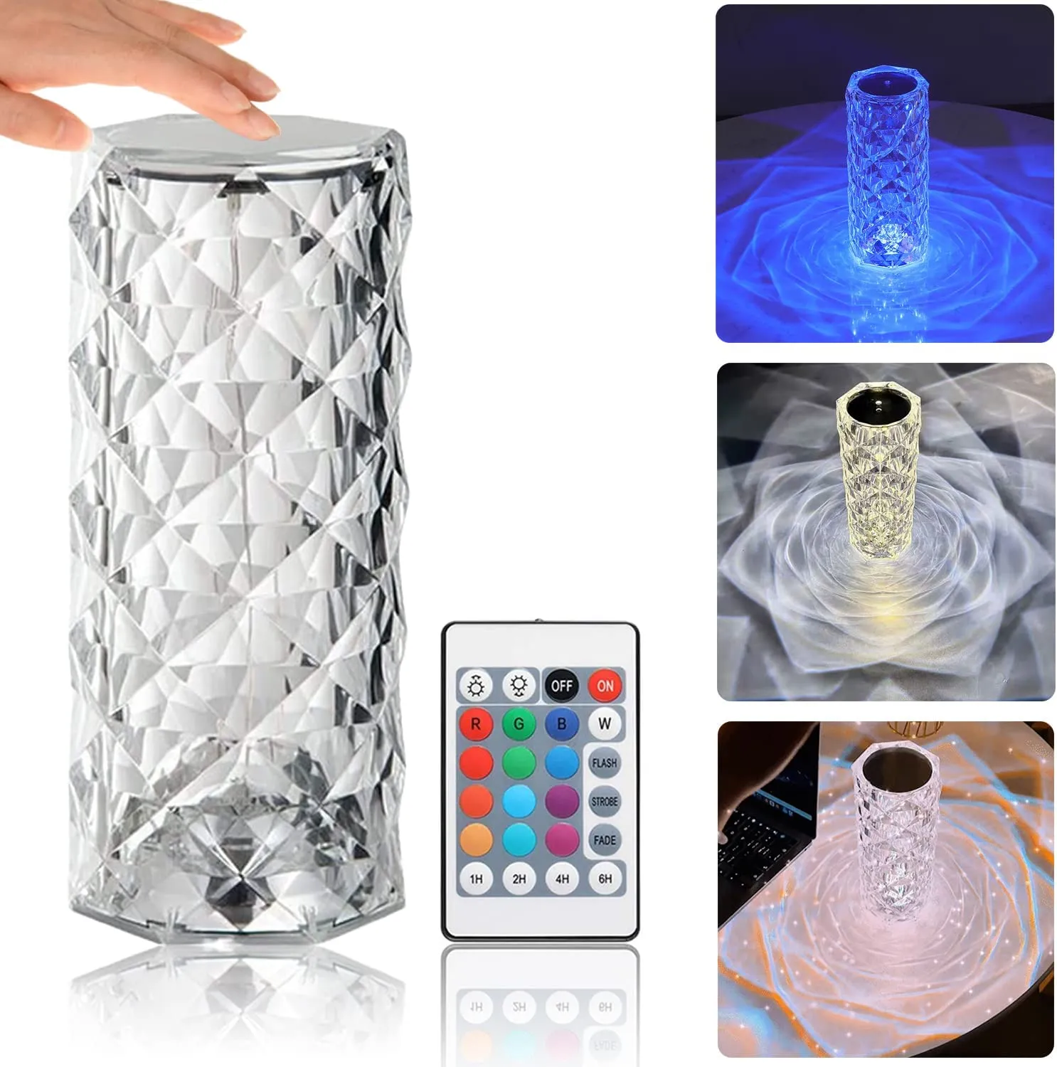 Crystal Table Lamp, 16 Color Changing Touch Lamp USB Romantic Rose Diamond Table Lamps - Image 8