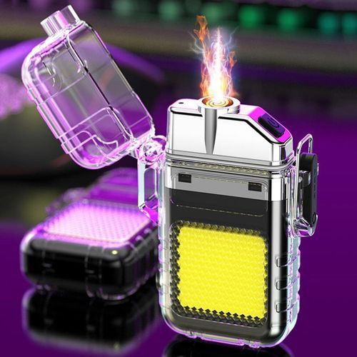 USB Rechargeable Electric Arc Lighter with LED Flashlight – Waterproof Windproof Plasma Lighter
