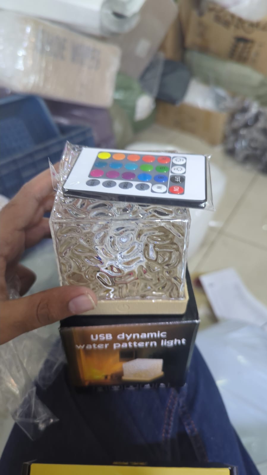 RGB Crystal Cube Water Ripple Night Lamp – USB Dynamic Water Pattern LED Light