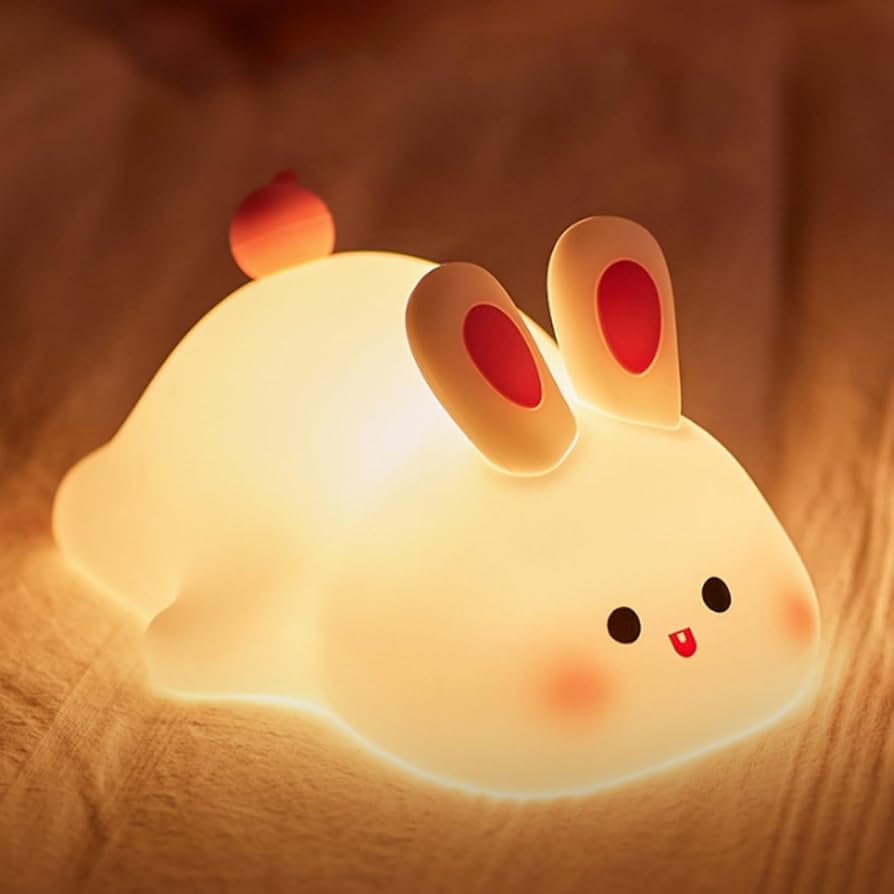 Big Face Rabbit Silicone Night Light – Cute LED Touch Lamp for Kids Bedroom