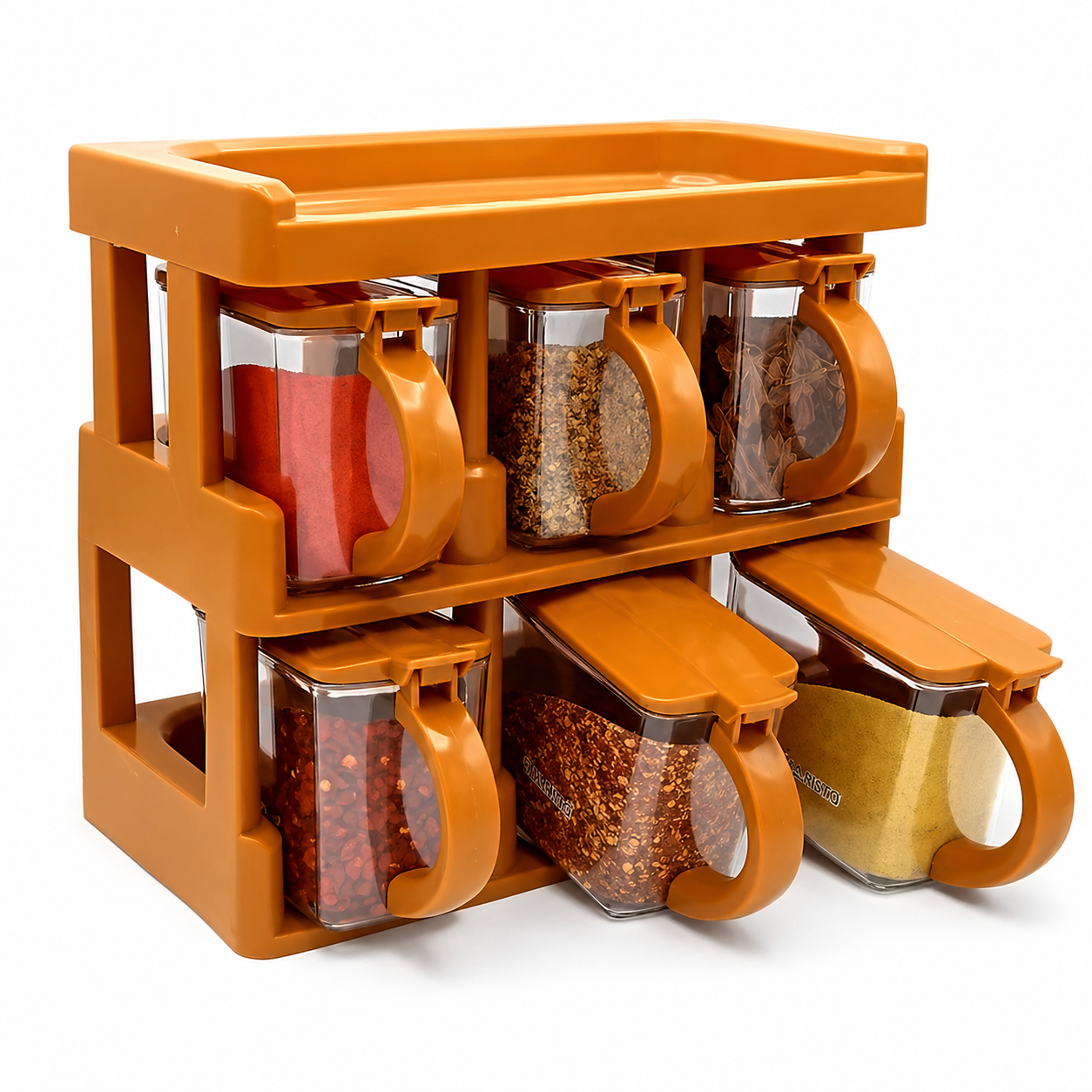 6 Jar Spice Rack Set – Kitchen Organizer with Airtight Spice Containers